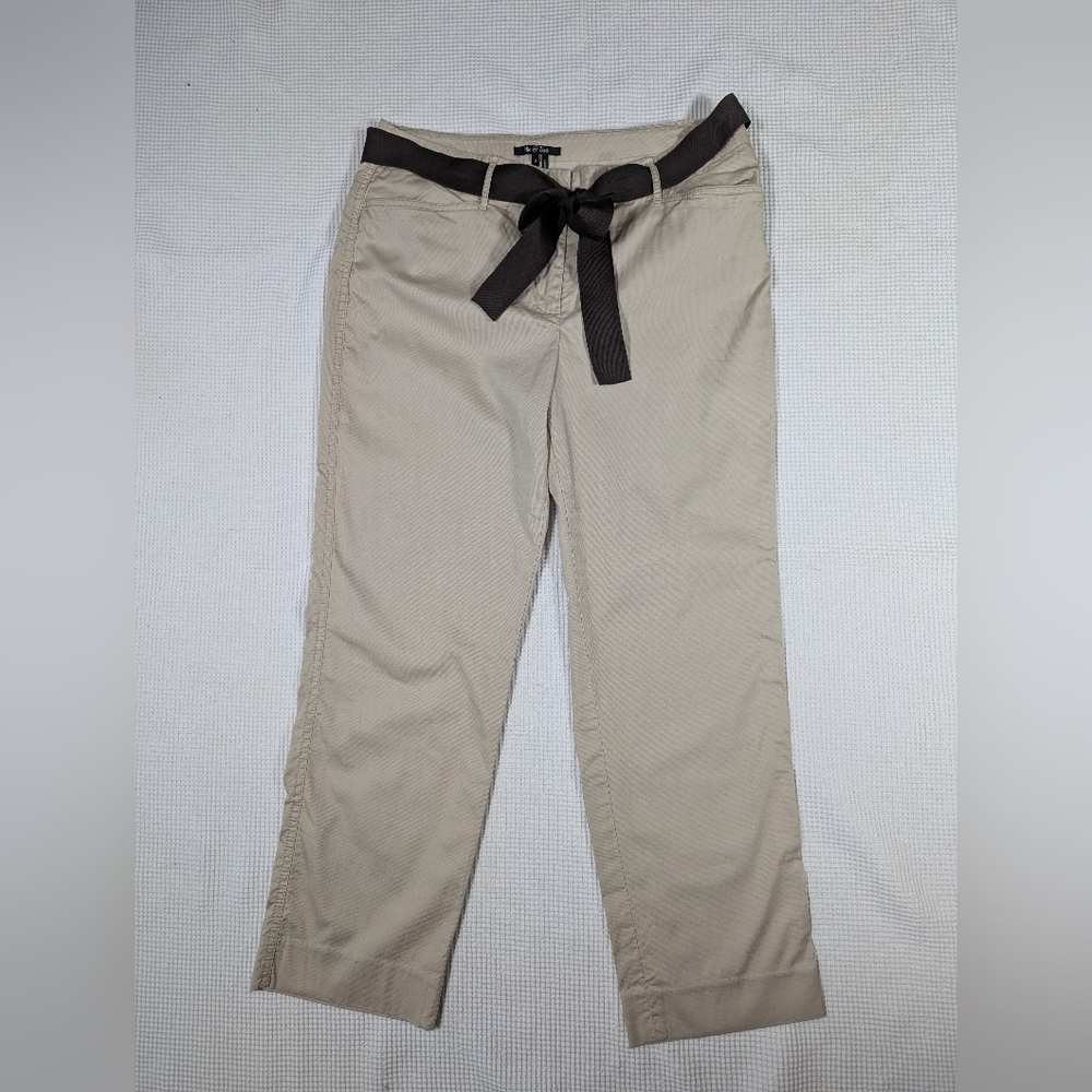 NIC+ZOE Women's Boho Tan Cropped Pants with Dark Brown Belt